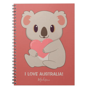 Carnet Nom personnalisé, texte et couleur amour Koala