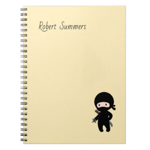 Carnet Nom personnalisé Tiny Ninja sur jaune