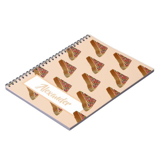 Carnet Nom Personnel Modern Pastel Orange Fairy Pain. (Côté gauche)