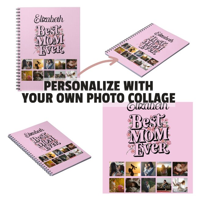 Carnet Nom Photo Collage Meilleure Maman Jamais Retro Typ (Name Photo Collage Best Mom Ever Retro Typography Notebook
)