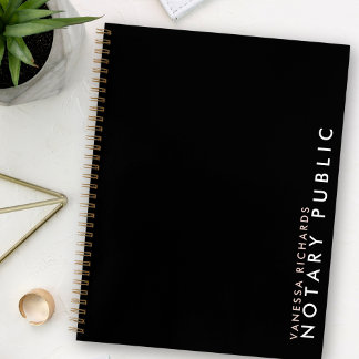 Carnet Nom public vertical rose et noir moderne