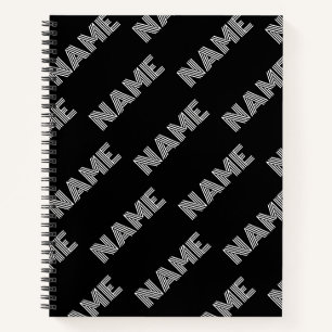 Carnet Nom rétro-moderne gras ou Motif Word