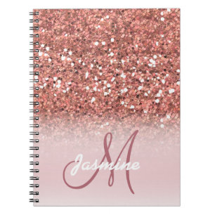 Carnet Nom rose Girly personnalisé d'étincelles de