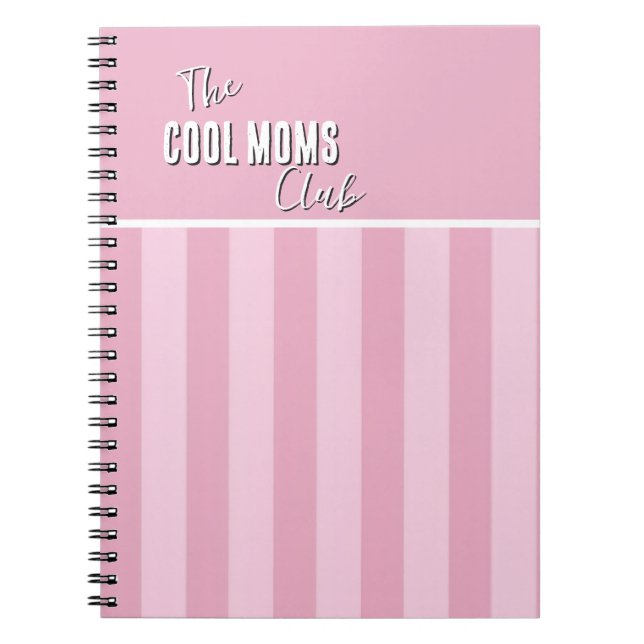 Carnet Nom Script Vintage Rayure Rose (Devant)