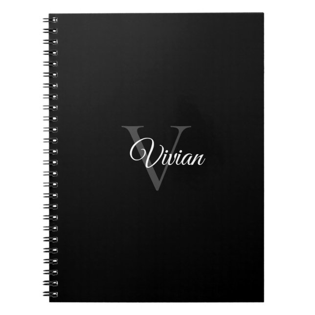 Carnet Nom simple du monogramme noir (Devant)