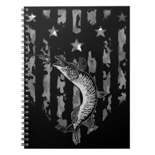 Carnet Northern Pike Tiger Musky Fishing Flag Camo