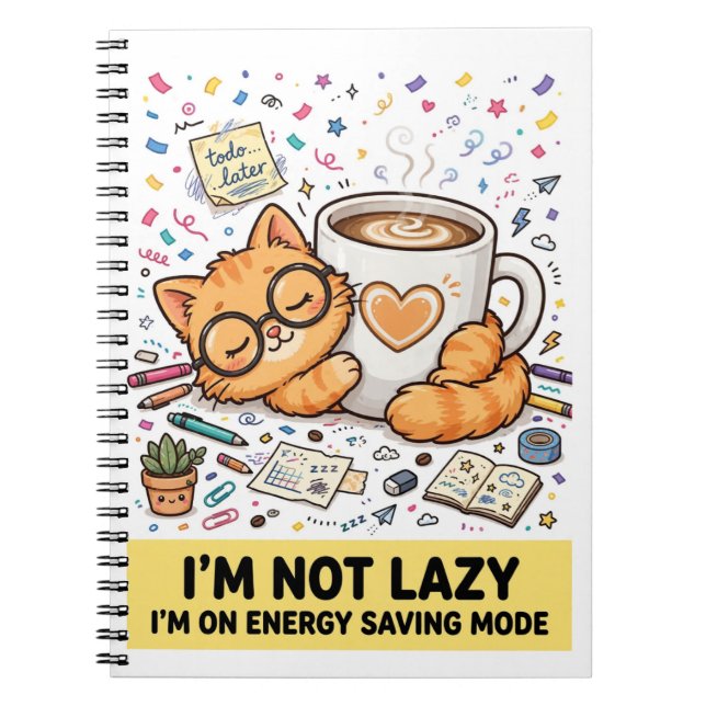 Carnet Not Lazy - Energy Saving Cat Notebook (Devant)