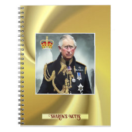 Carnet Note d'arrière - plan d'or King Charles III person