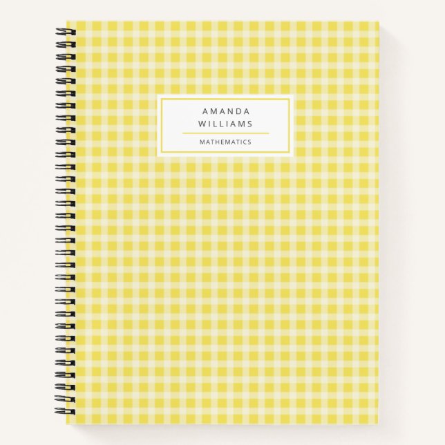 Carnet Noteb personnalisé Plaid En vichy Jaune (Devant)