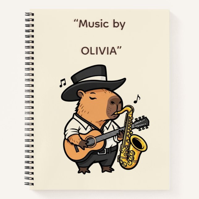 Carnet  Notebook – Capybara Music Notes (Devant)