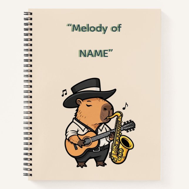 Carnet  Notebook – Capybara Music Notes  (Devant)