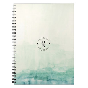Carnet Notes bleues de monogramme d'Ombre d'aquarelle à