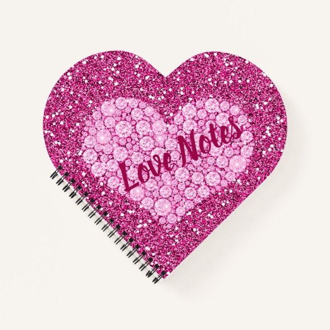 Carnet Notes d'amour Parties scintillant de Coeur de Diam (Devant)