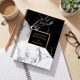 Carnet Notes de concepteur de texture de marbre noir et b