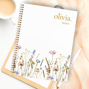 Carnet Notes de feuillet Fleur sauvage de champ aquarelle
