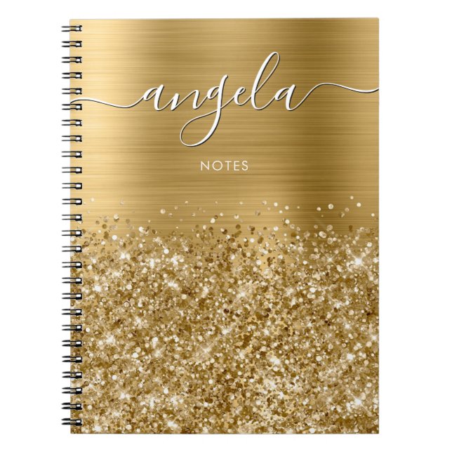 Carnet Notes de Glamour Doré Pailleté (Devant)