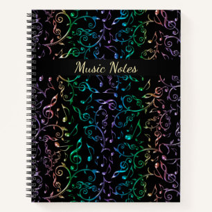 Carnet Notes de musique arc-en-ciel personnalisées
