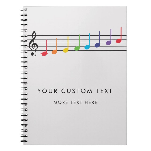 Carnet Notes de musique arc-en-ciel personnalisées Élégan (Devant)