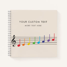 Carnet Notes de musique arc-en-ciel personnalisées Élégan