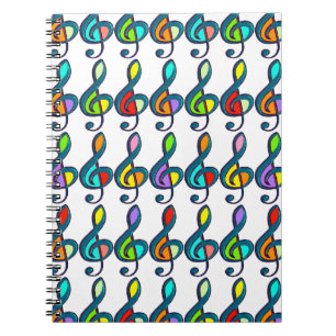 Carnet notes de musique clave de couleur motif