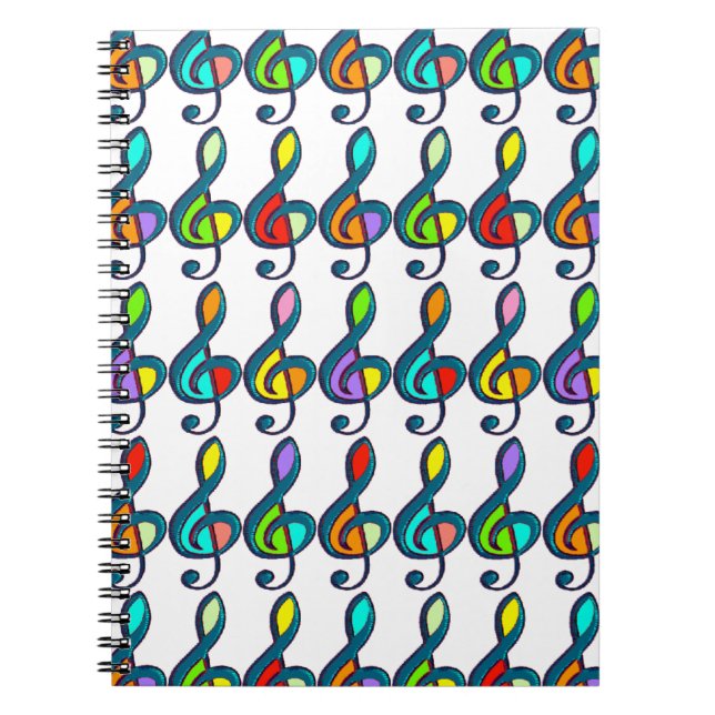 Carnet notes de musique clave de couleur motif (Devant)