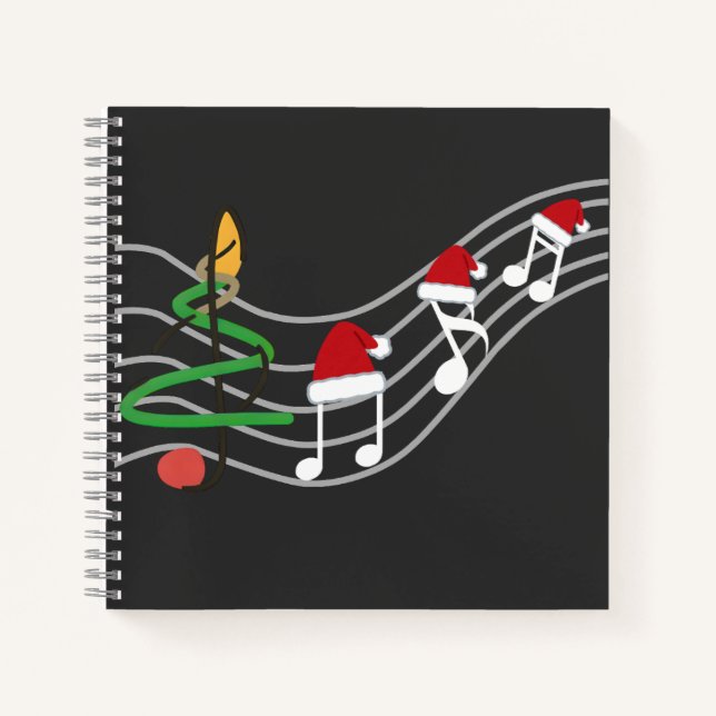 Carnet Notes de musique de Noël Santa Hat Treble Clef (Devant)