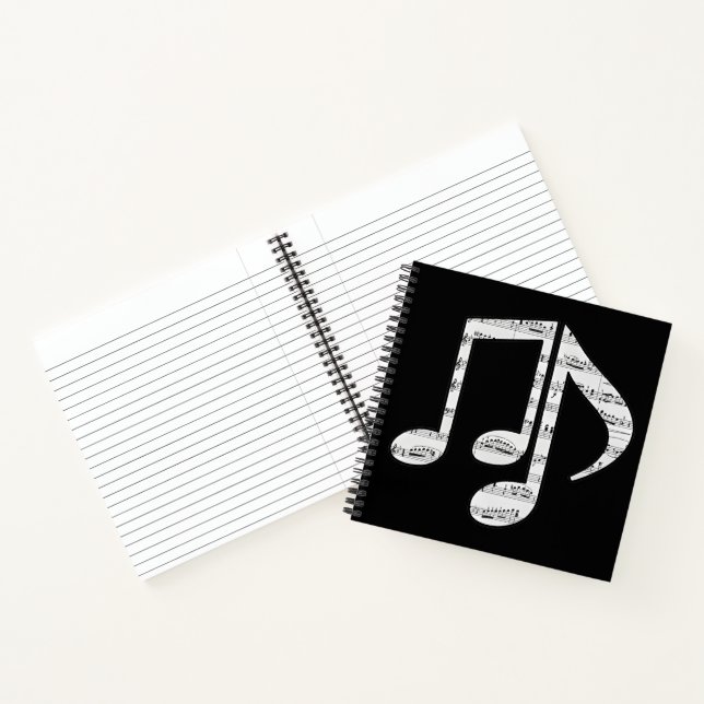 Carnet Notes de musique noir et blanc (Intérieur)