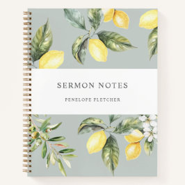 Carnet Notes de sermon Aquarelle Citrons Olives