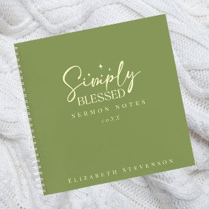 Carnet Notes de sermon vert mousse simplement bénies mode