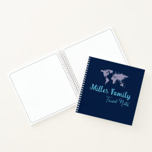 Carnet Notes de voyage famille Blue World Map