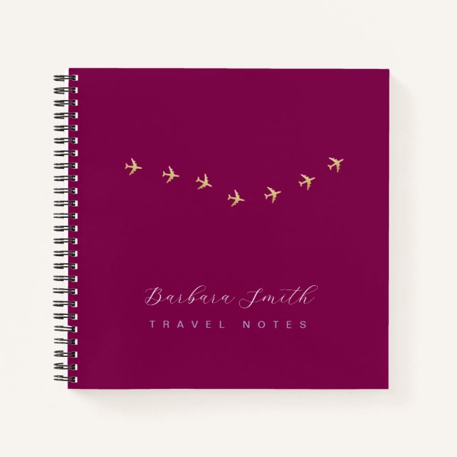Carnet Notes de voyage Petits avions couleur vin (Devant)