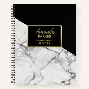 Carnet Notes du concepteur de texture en marbre noir élég