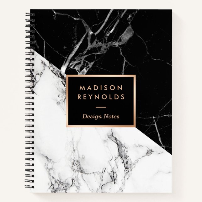 Carnet Notes du concepteur de texture en marbre noir mode (Devant)