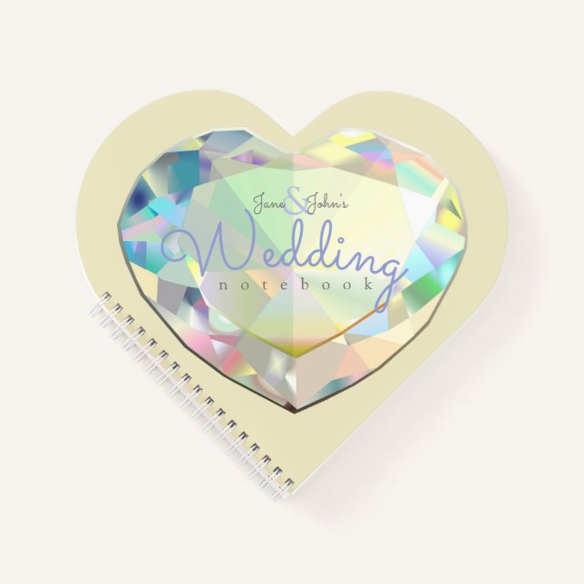 Carnet Notes du Mariage de Champagne Diamond Heart (Devant)