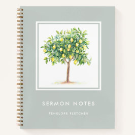 Carnet Notes du sermon Aquarelle Citron Arbre Sage Vert