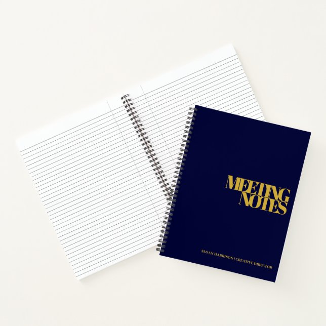 Carnet Notes d'une réunion d'affaires moderne Gold Navy B (Intérieur)