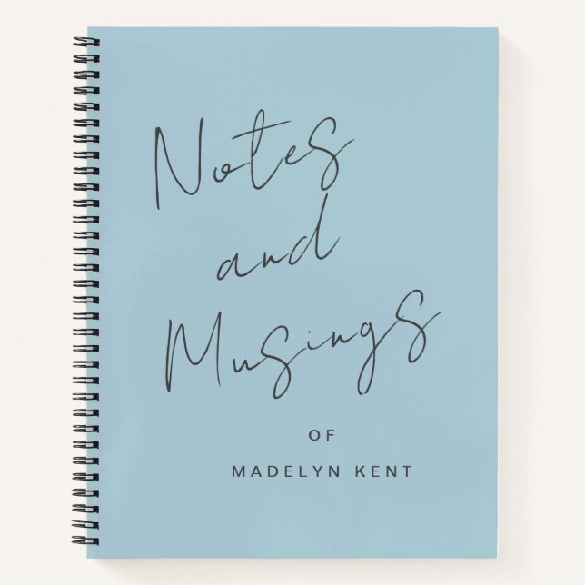 Carnet Notes & Musées Script moderne Bleu personnalisé (Devant)