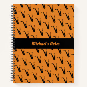 Carnet Notes musicales amusantes pour le saxophone Orange