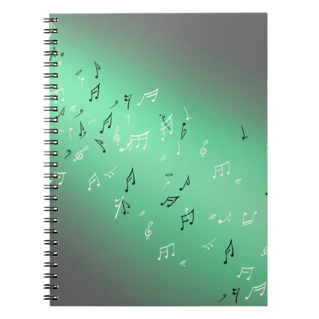 Carnet Notes musicales en vert clair de lune (Devant)