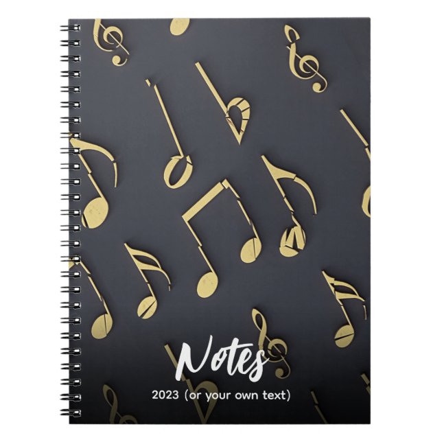 Carnet Notes musicales modernes Gold Black Music Lover Ab (Devant)