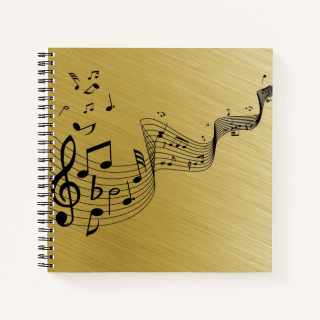 Carnet Notes musicales Or brossé (Devant)