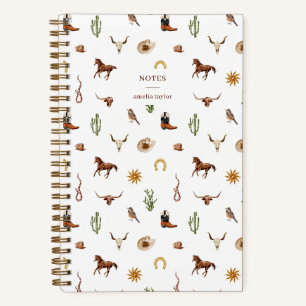 Carnet Notes personnalisés de cowgirl western aquarelle