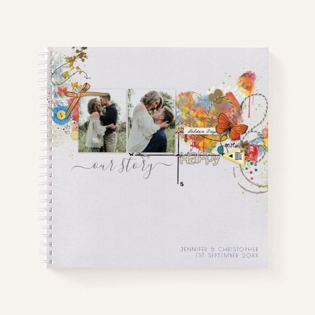 Carnet Notre histoire Photos Papillon Floral Keepsaké Jou (Devant)