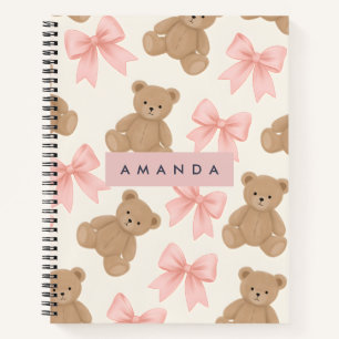 Carnet Nounours mignon personnalisé et motif à noeud papi
