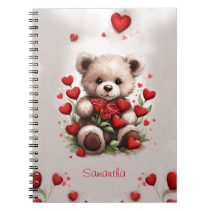 Carnet Nounours Teddy Bear Roses et Cœurs Mignons