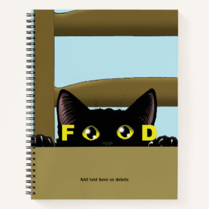 Carnet Nourriture pour chat noir humour chat affamé drôle