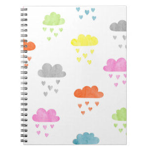 Carnet Nuages de rêve : pluie cardiaque aquarelle