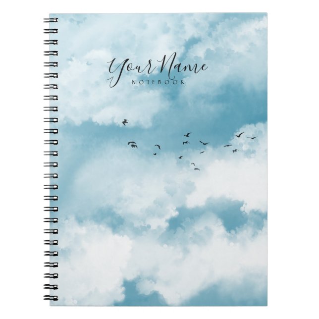 Carnet Nuages d'été bleu clair personnalisés (Devant)