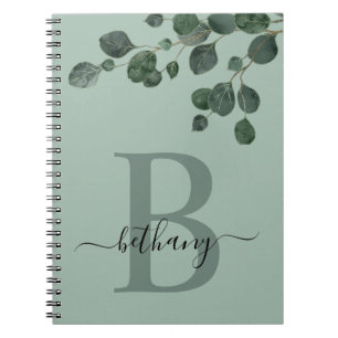 Carnet Nuances de vert Eucalyptus Monogramme botanique