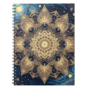 Carnet Nuit étoilée spirituelle Nebula Gold Mandala Art
